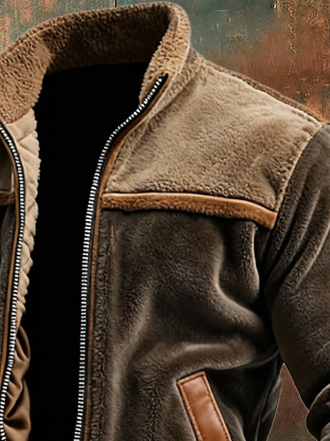 WARM VELVET AND LEATHER JACKET LINED WITH FLEECE