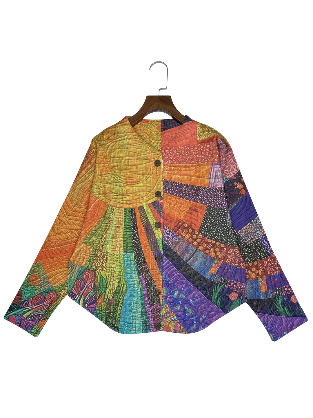 KIRSTEN – ARTFUL PATCHWORK BUTTON CARDIGAN