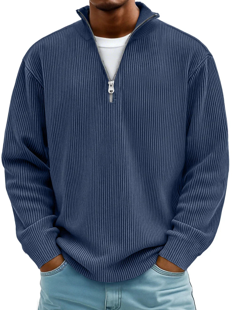 JASON – RELAXED HALF-ZIP RIBBED SWEATER